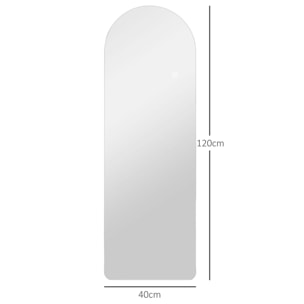 Miroir mural LED arqué pleine longueur dim. 40L x 120H cm - miroir LED réglable tactile - verre trempé