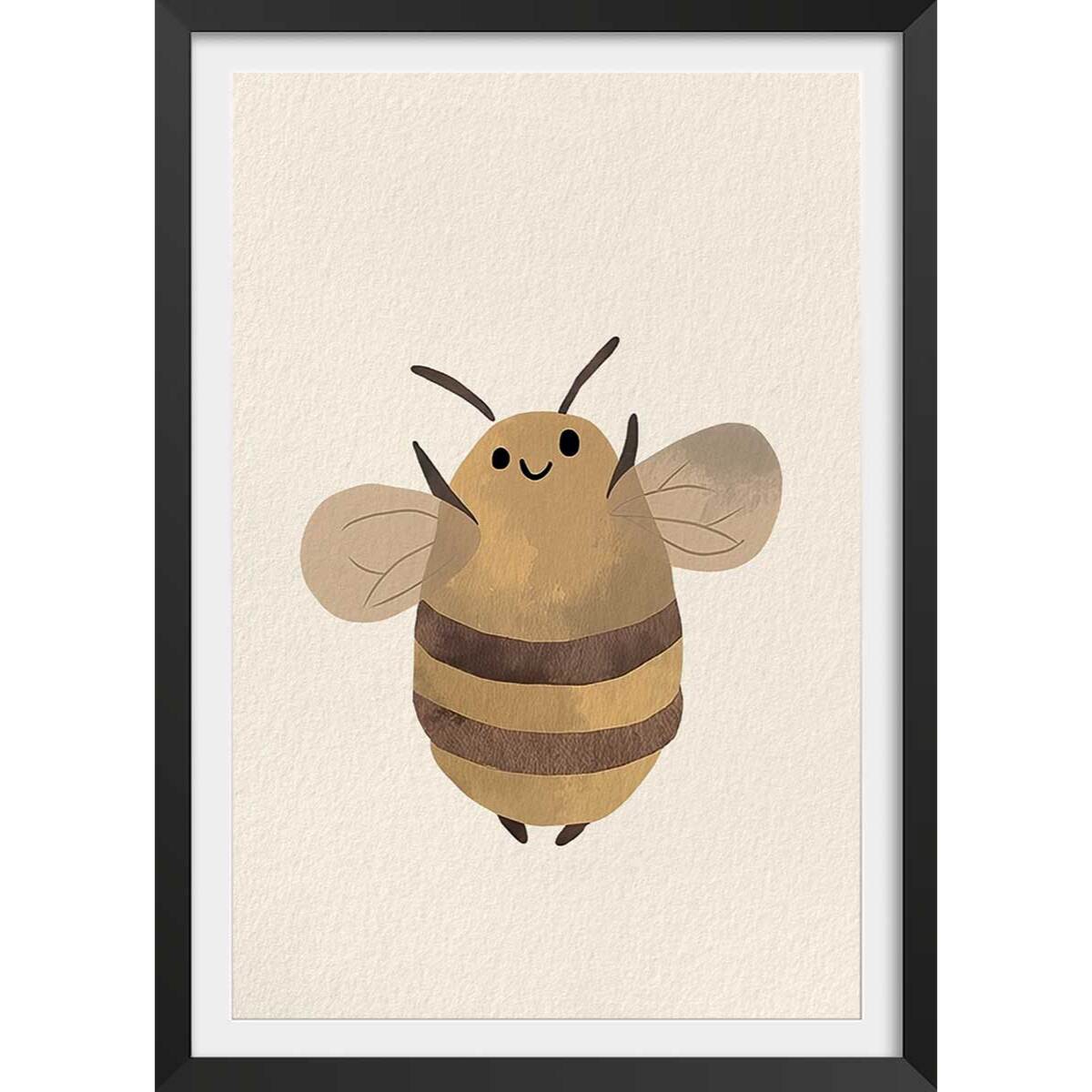 Affiche enfant l'abeille  Affiche + cadre en bois - Noir