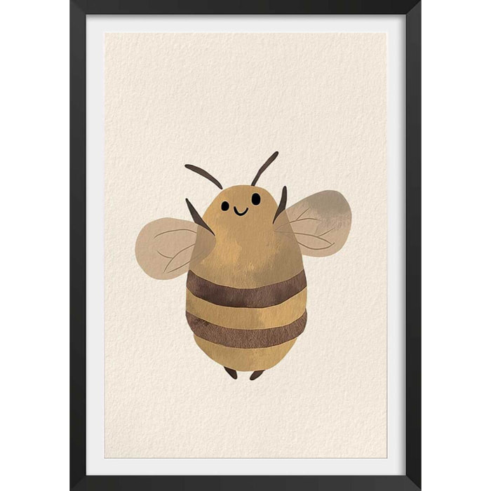 Affiche enfant l'abeille  Affiche + cadre en bois - Noir