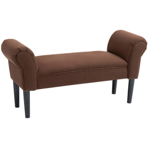 Banc banquette design contemporain accoudoirs courbés grand confort 102L x 31l x 51H cm chocolat