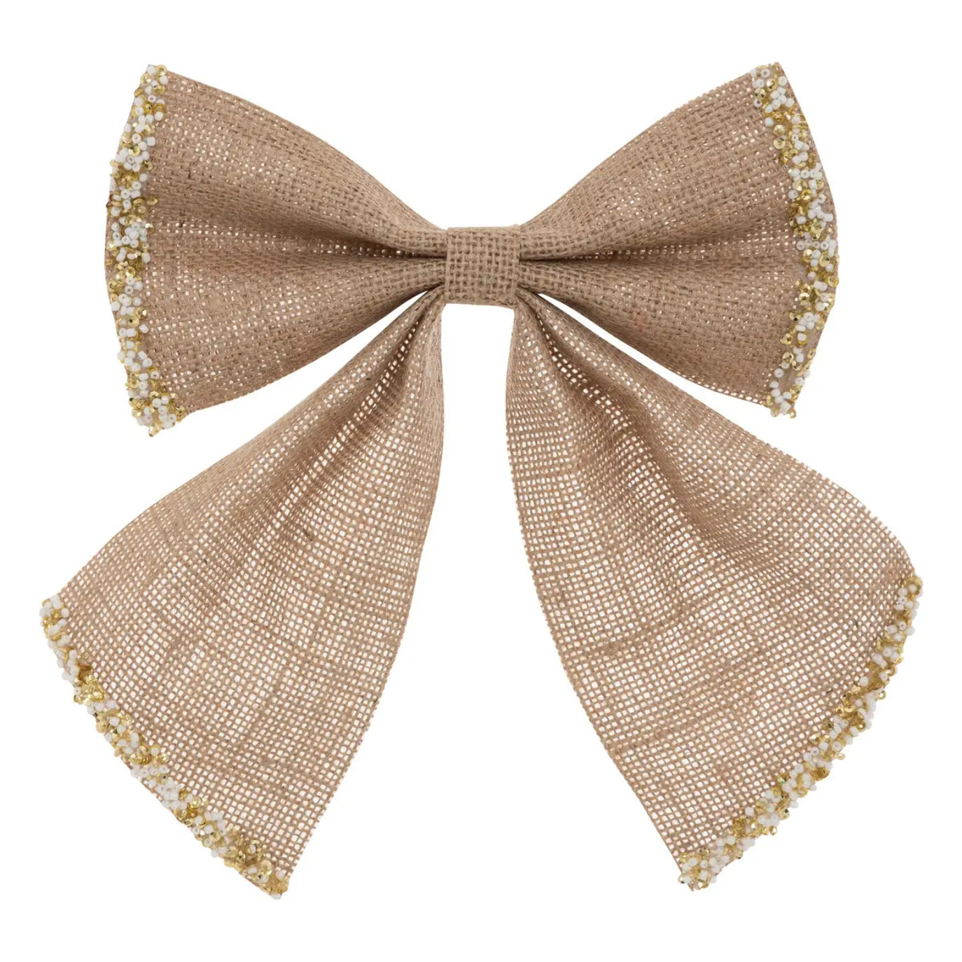 Noeud déco givré 20x24cm jute beige