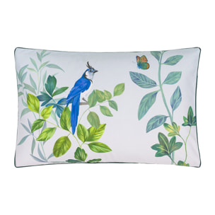 Taie d'oreiller imprimée en satin de coton, VOLIERE SKY, Multicolore