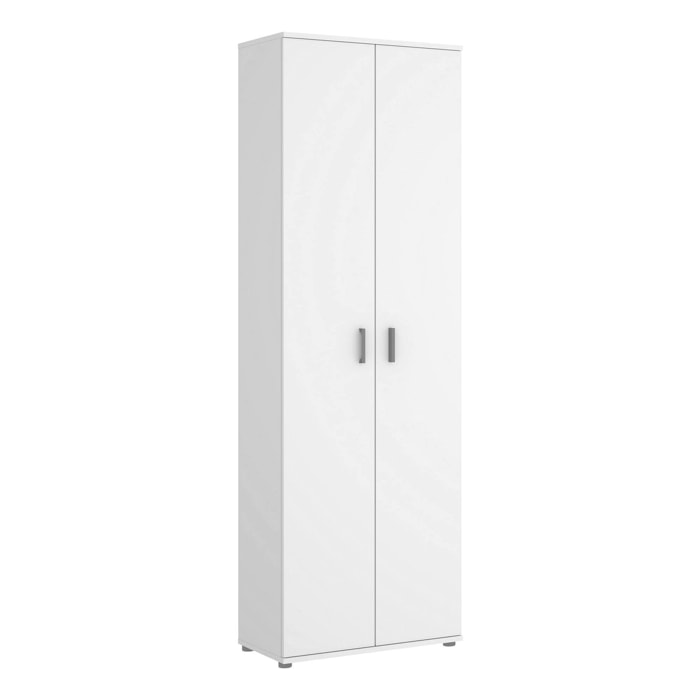 Armadio multiuso Serro, Mobile multifunzione portascarpe, Guardaroba a 2 ante, 61x35h190 cm, Bianco