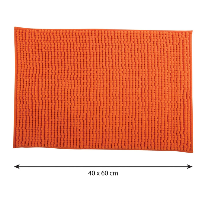 Alfombra de baño MSV ''Chenille'' antideslizante de microfibra en color naranja 40 x 60 cm