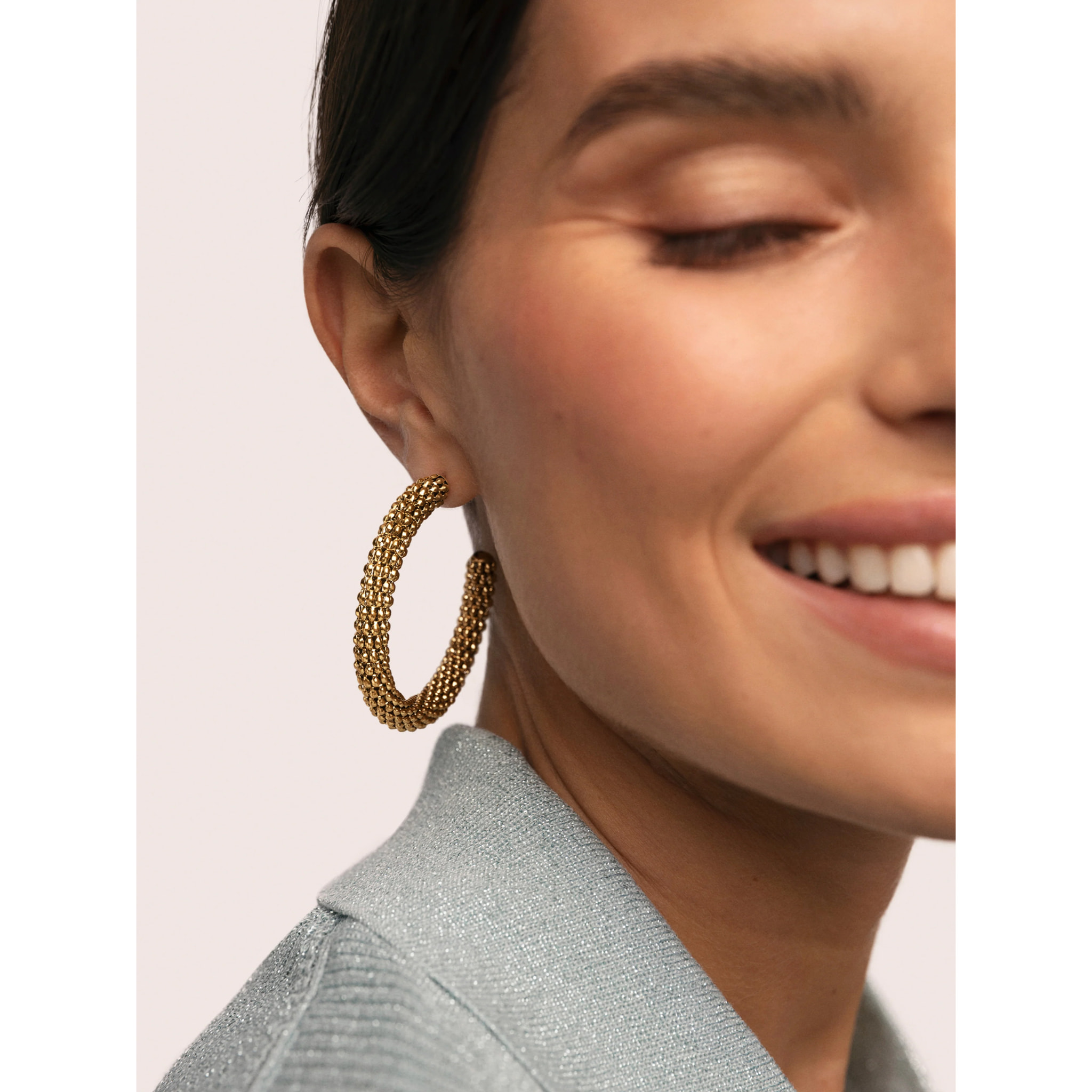 Pendientes Aro Disco Acero Baño Oro