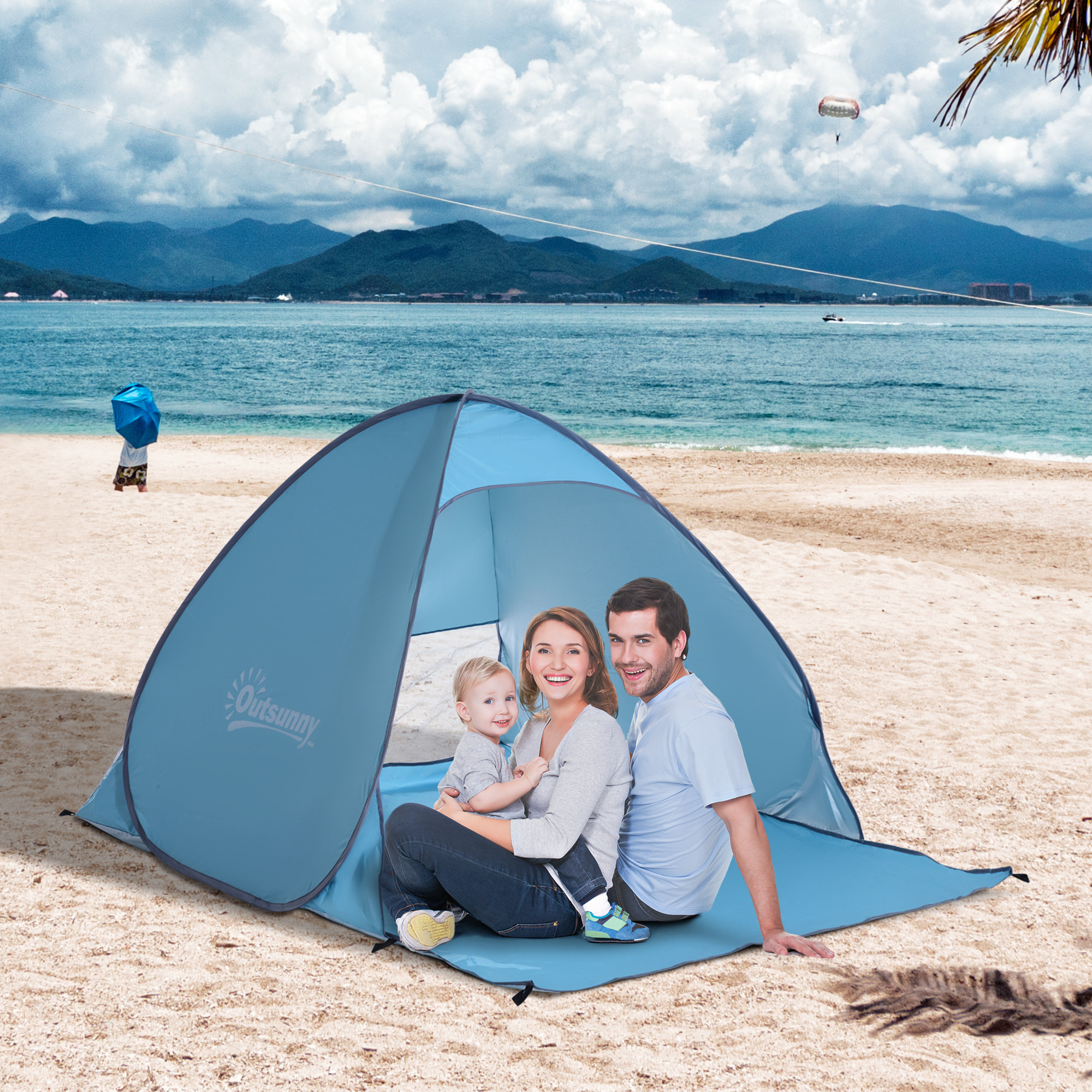 Tienda De CampaáÂ±a de Poliéster Acero 200x150x115cm Azul