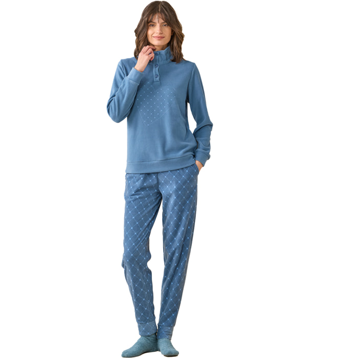 Pigiama donna invernale in micropile articolo cuore. Noidinotte