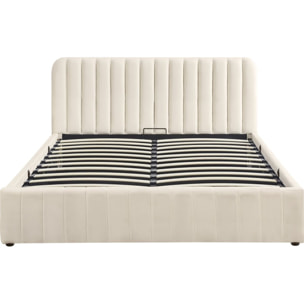 Lit coffre avec tête de lit en velours - AVA