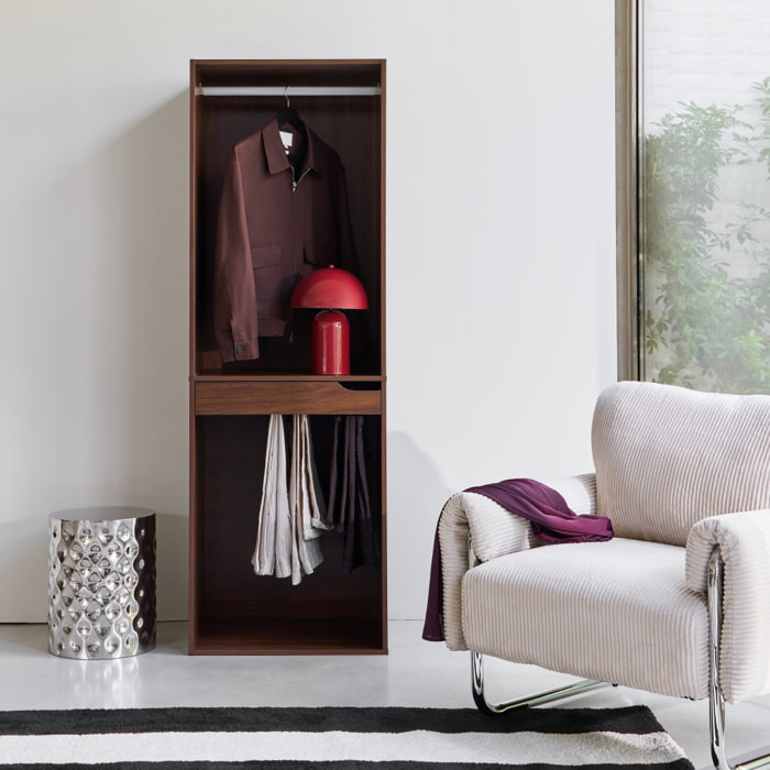 Module dressing décor bois avec penderie et porte-pantalons NEPAL