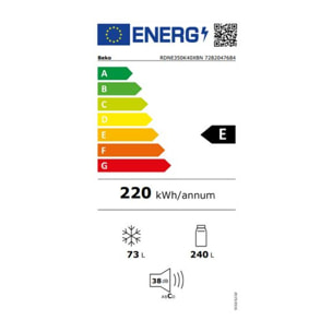 Réfrigérateur 2 portes BEKO RDNE350K40XBN