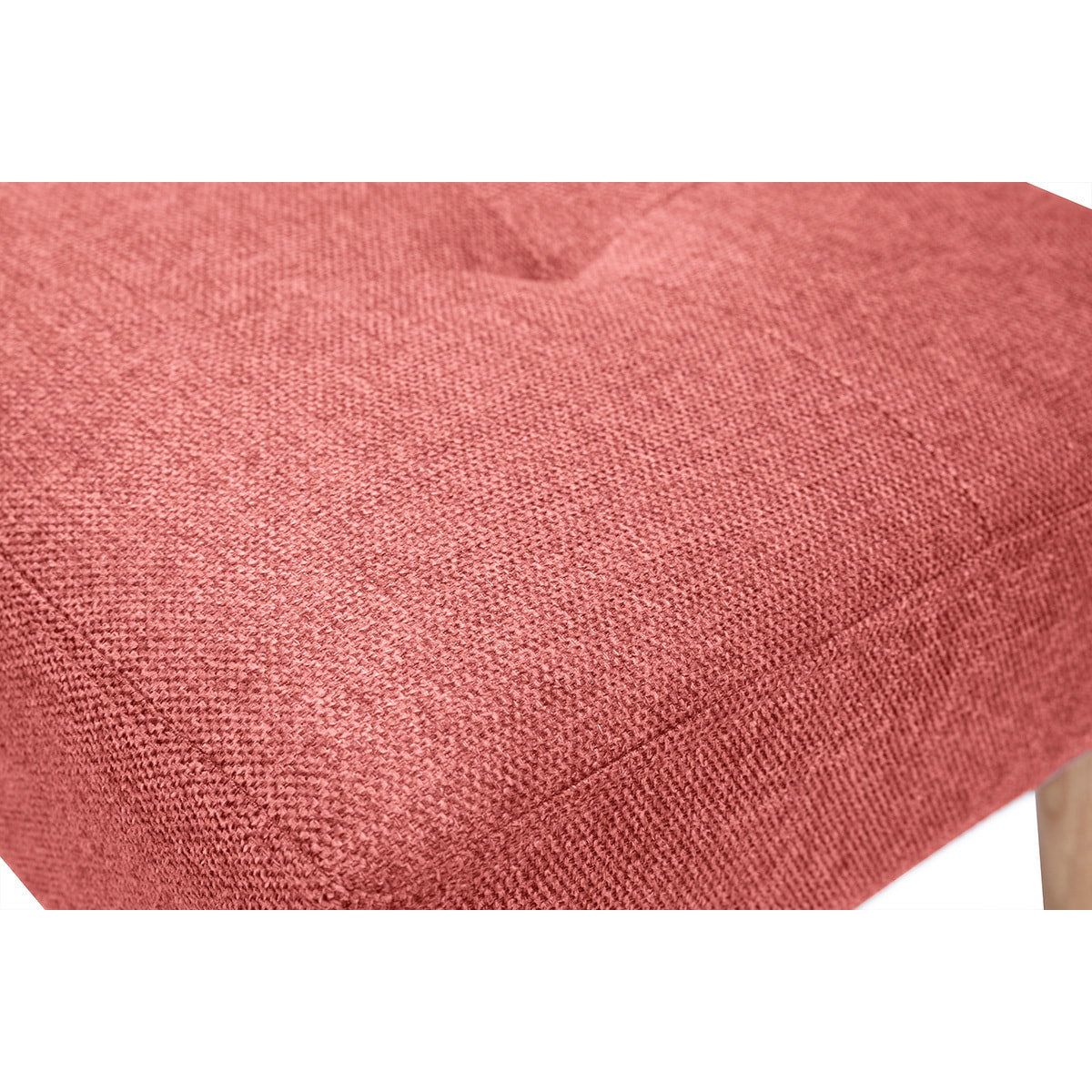 Tabouret bas en tissu effet velours texturé terracotta et bois clair massif H46 cm GUESTA