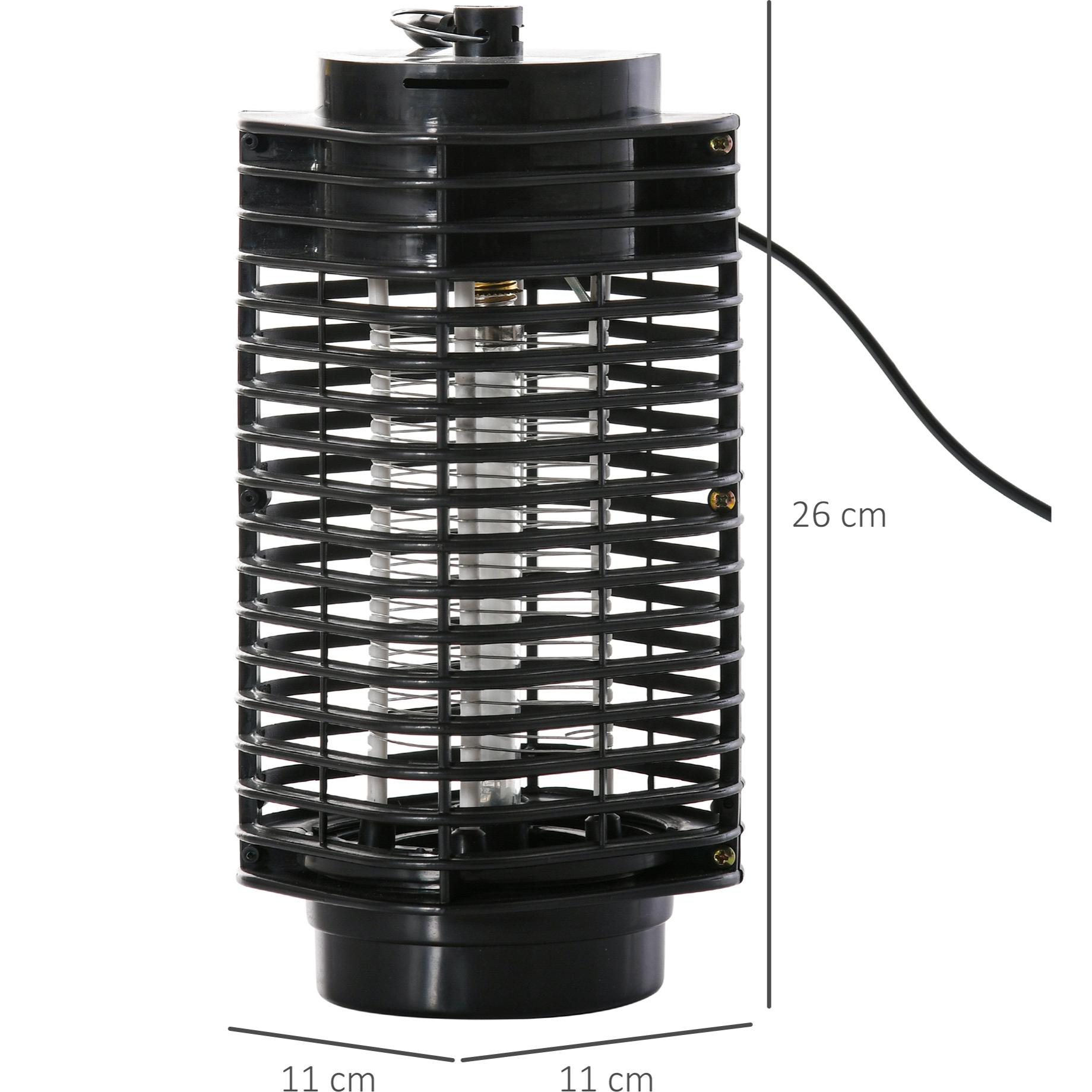 Outsunny Lámpara Antimosquitos Eléctrico 30W Mata Mosquitos Eléctrico Matamoscas Interior UV Efecto 30 m² para Jardín Terraza Patio 11x11x26 cm Negro