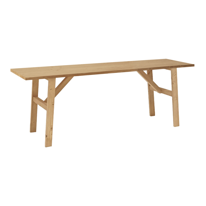 Banqueta de madera maciza en tono roble medio de 120x45cm Alto: 45 Largo: 120 Ancho: 35