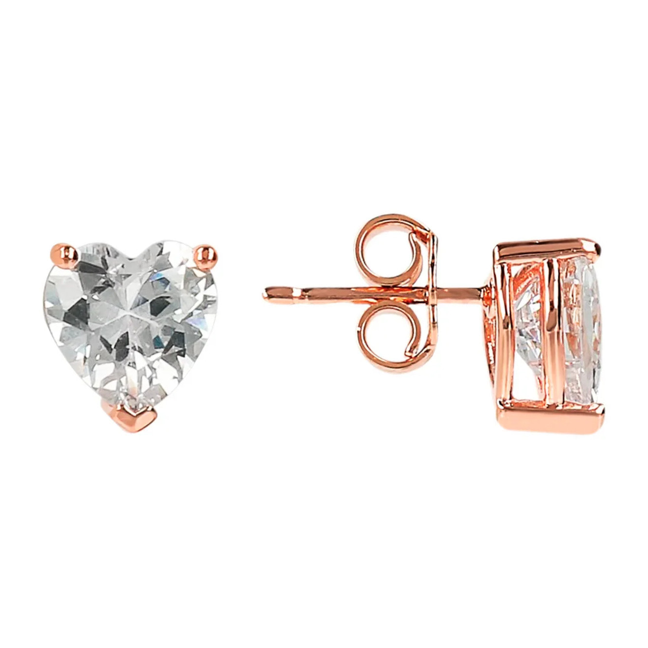 Orecchini Cuore a Lobo in Cubic Zirconia Bianche