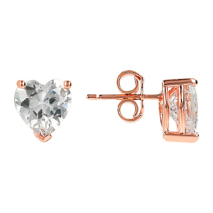 Orecchini Cuore a Lobo in Cubic Zirconia Bianche