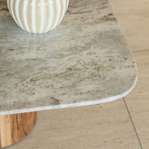 Table basse en marbre gris et pied en bois d'acacia  BERGEN