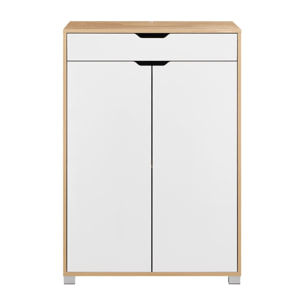 Mobiletto 2 ante e 1 cassetto bianco e rovere 76