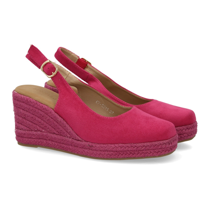 Alpargata cuña mujer talón abierto y pulsera ajustable