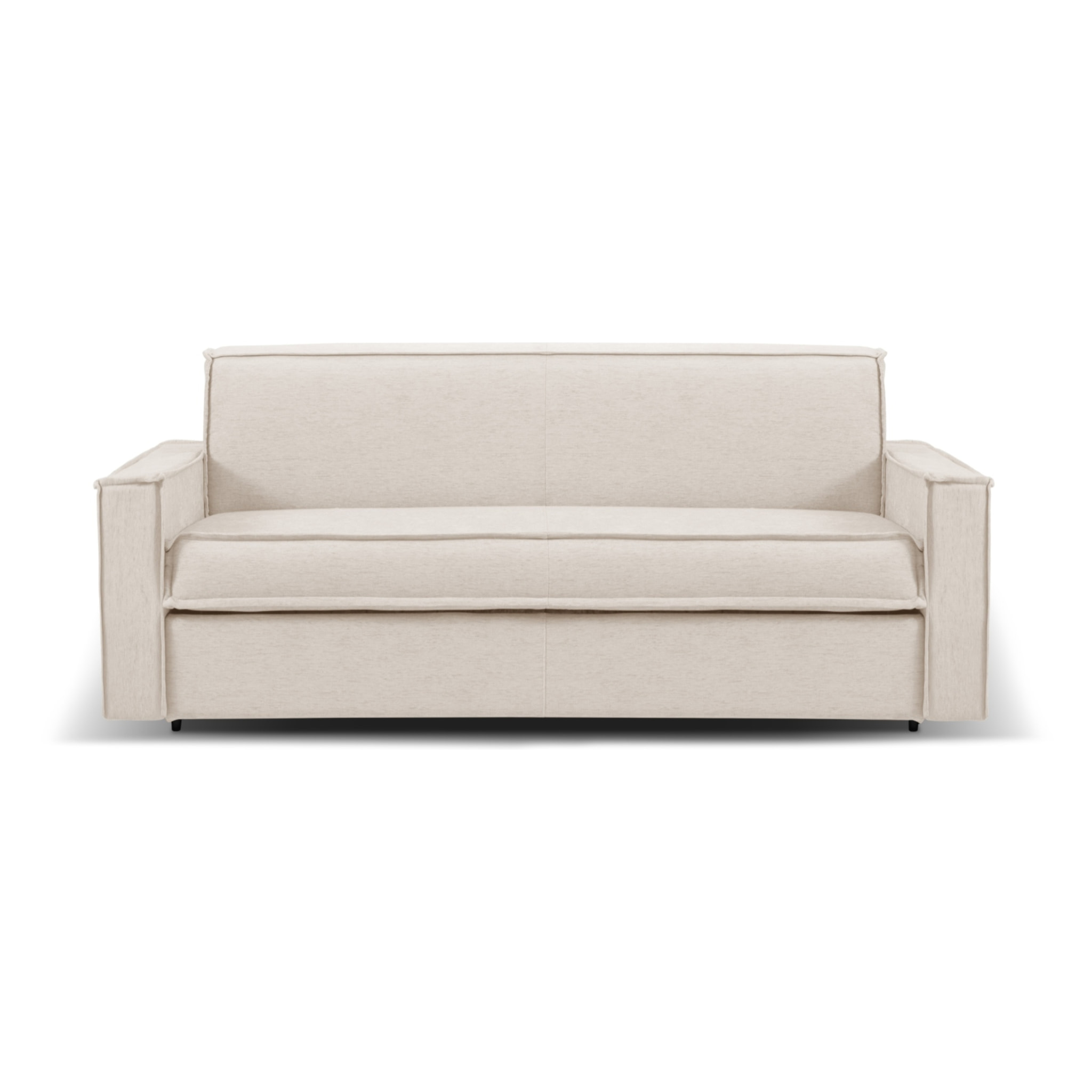 Canapé convertible "Olympe" 4 places en tissu structurel beige