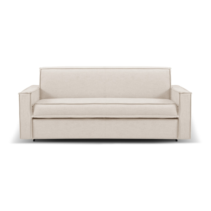 Canapé convertible "Olympe" 4 places en tissu structurel beige