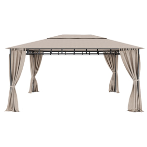 Gazebo Da Giardino 3 x 4 M Con Tende Laterali Richiudibili Struttura In Acciaio Robusto Copertura 180 g/m² Con 4 Teli Laterali Esterno Giardino P
