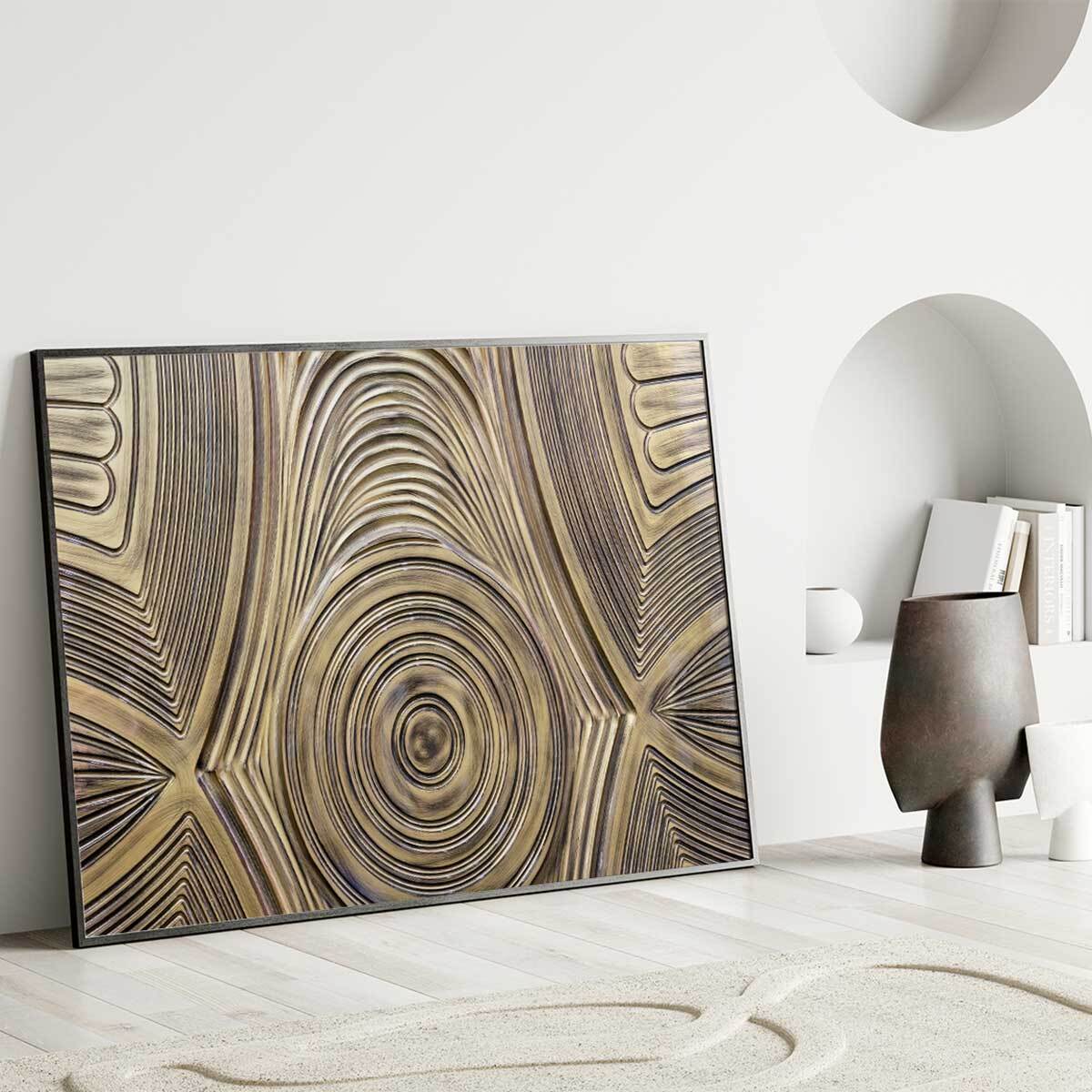 Affiche encadrée motif abstrait cercles design gris Affiche + cadre en métal - Noir