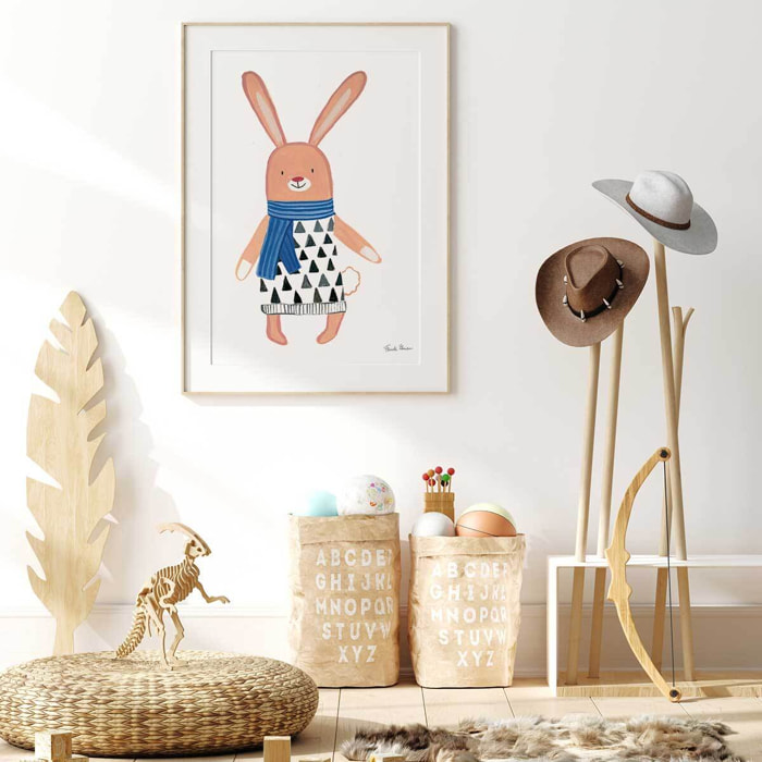 Affiche enfant copains de quartier  Affiche + cadre en bois - Chêne