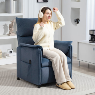 Sillón Relax Reclinable Eléctrico Sillón Reclinable Silencioso con Función Memoria Reposapiés Mando a Distancia Bolsillos Laterales Tela Apto para Mascotas para Dormitorio Salón Azul Oscuro
