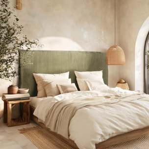 ARTHUR - Tête de lit rembourrée pour lits 140/160cm velours côtelé vert