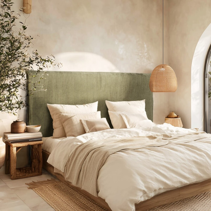 ARTHUR - Tête de lit rembourrée pour lits 140/160cm velours côtelé vert