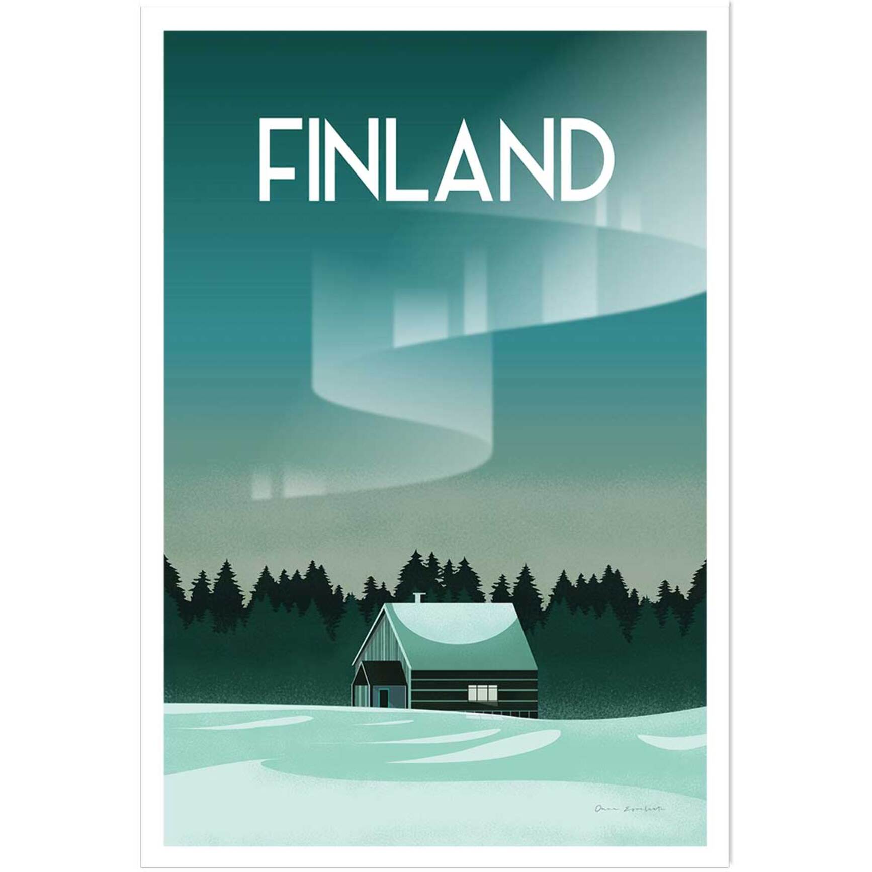 Affiche voyage laponie finlandaise Affiche seule