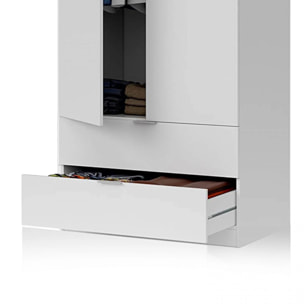 Armario de 2 puertas y 2 cajones en blanco 81,5x180 cm Low Cost Blanco