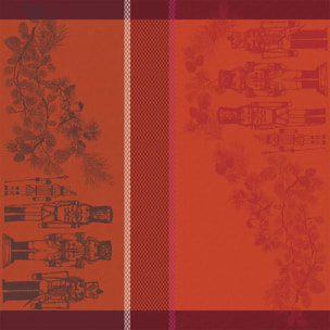 Serviette pur coton motif jacquard rouge Casse noisettes rouge festif