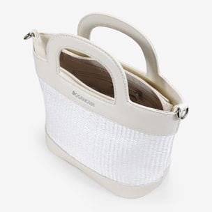 Bolso de mano beige con rafia