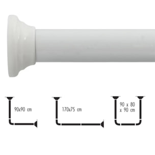 Spirella Barre tringle pour rideau de douche d'angle modulable à fixer en Alu DECOR UNIVERSAL Blanc