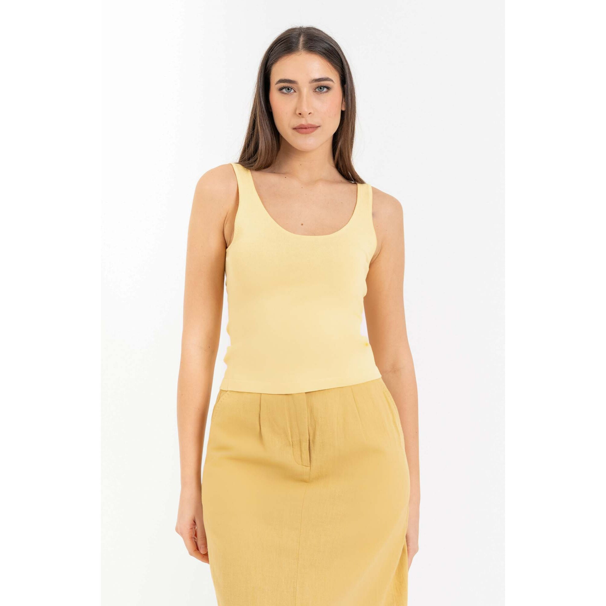 Kocca - Top da donna aderente in viscosa con scollo rotondo Donna