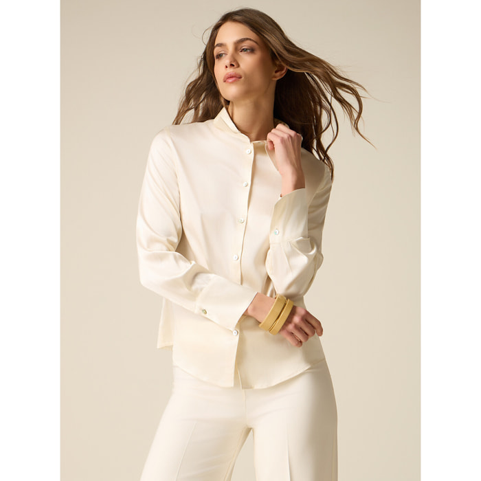 Oltre - Camicia in raso di viscosa - Bianco