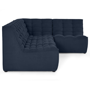 Ellie - canapé modulable d'angle réversible 4 places en velours texturé - Bleu marine