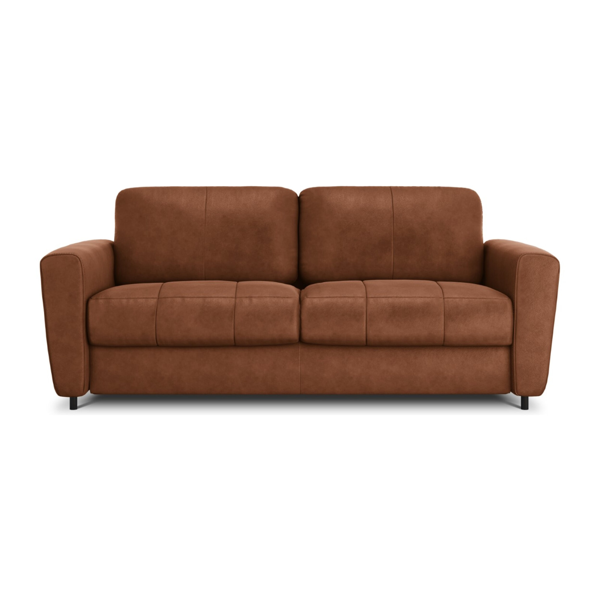 Canapé convertible "Audra" 4 places en cuir véritable marron