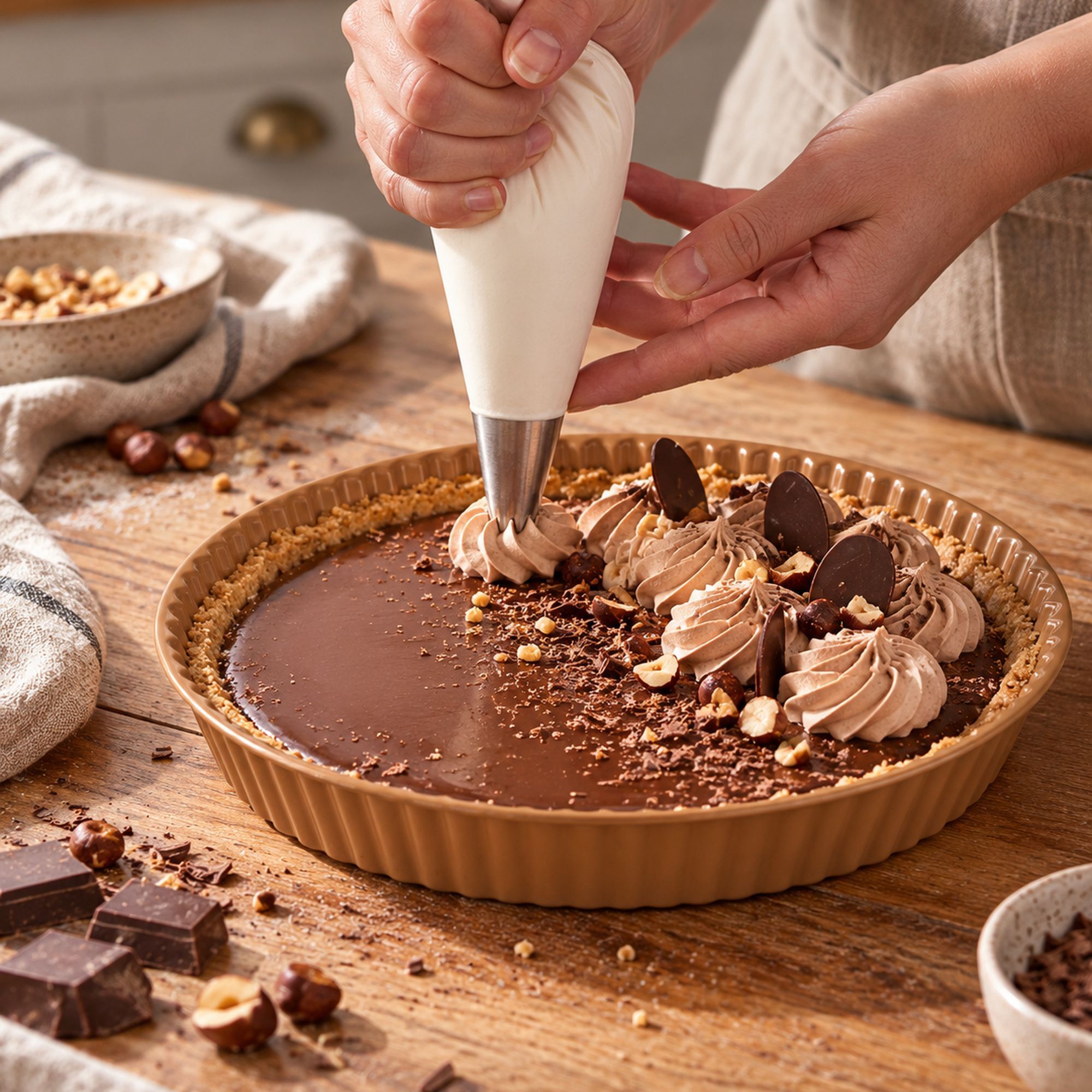 Moule à tarte en acier carbone noisette 30cm COLORAMA