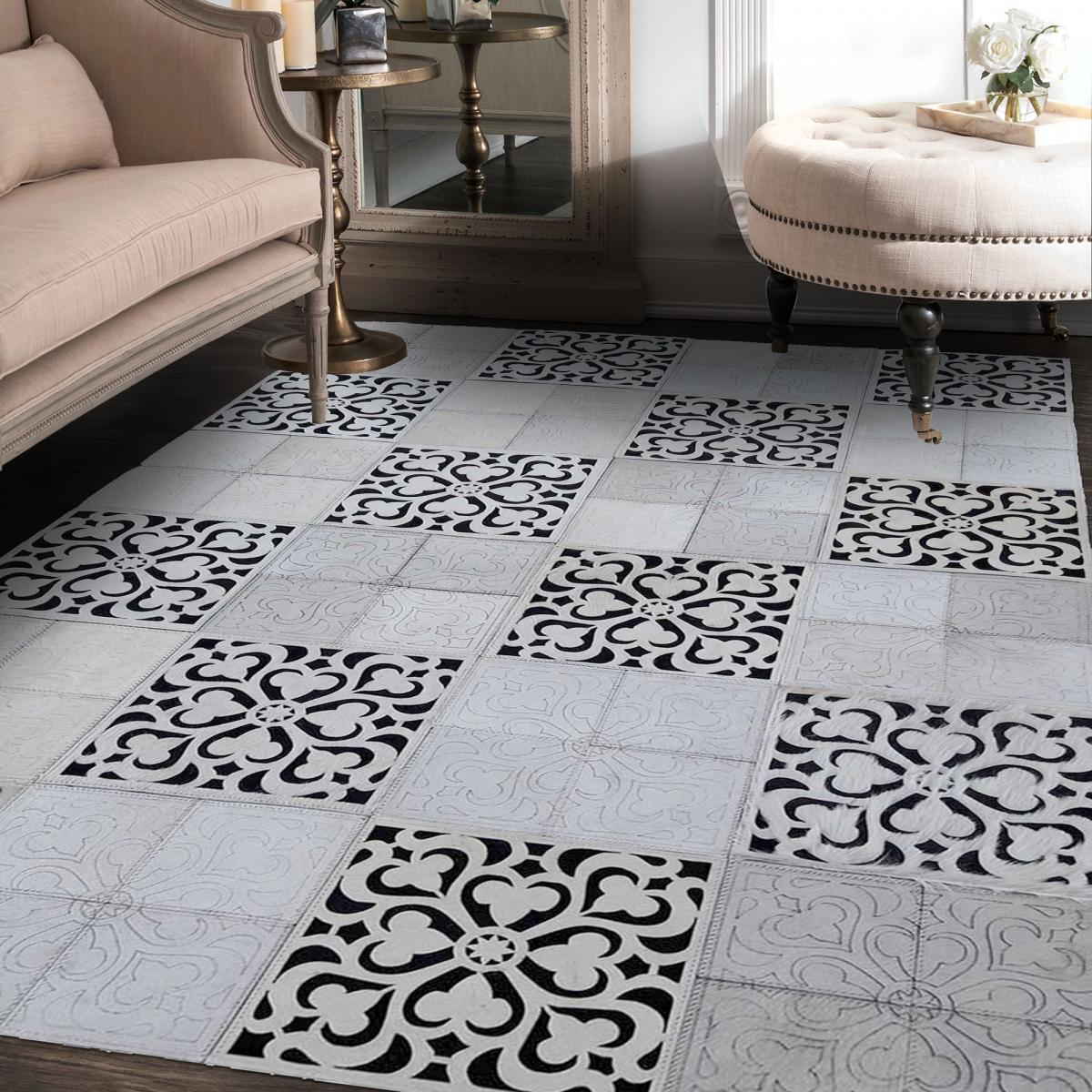 Tapis peau de vache kilim fait main DIGO