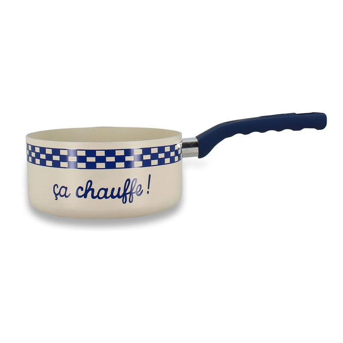 Casserole 18cm en aluminium recyclé et antiadhésif bleu - tout feux GINETTE