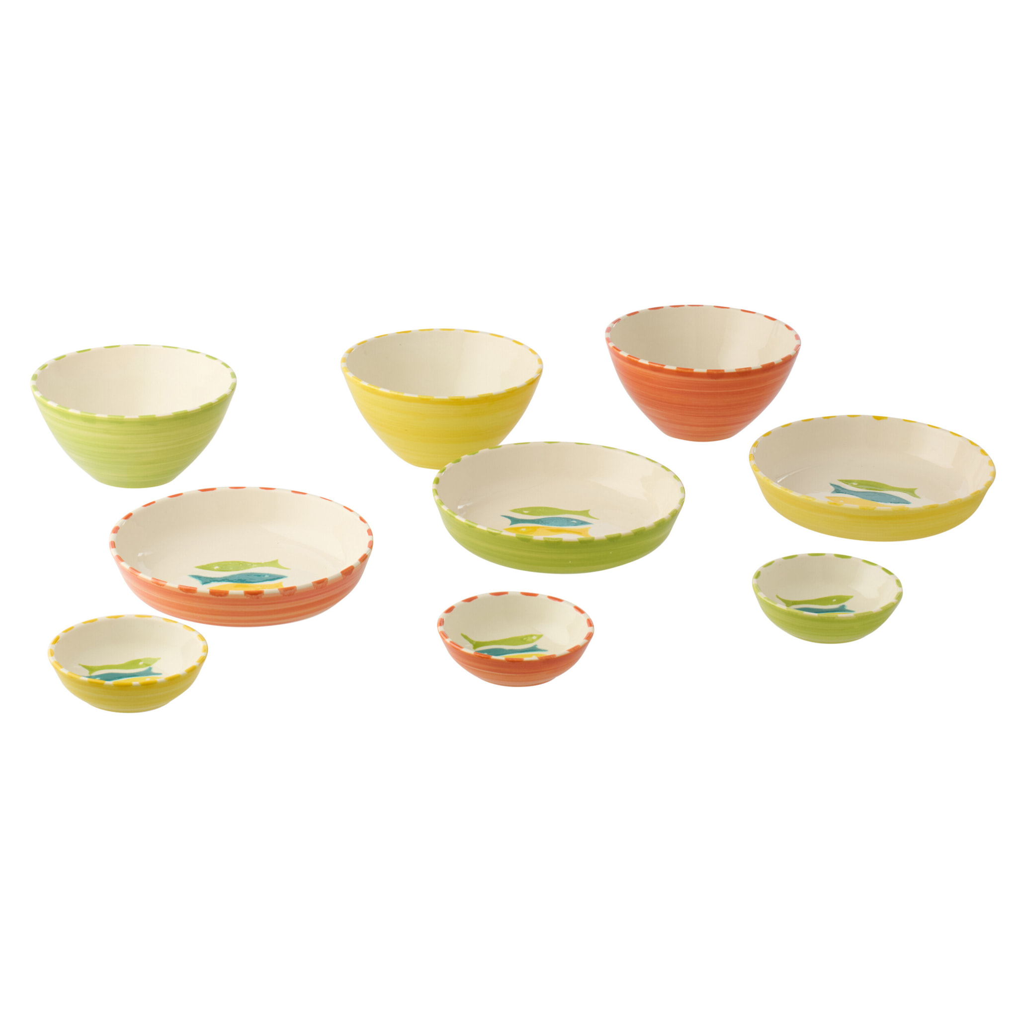 J-Line Bol Poisson - céramique - multicolore - medium - 3 pièces