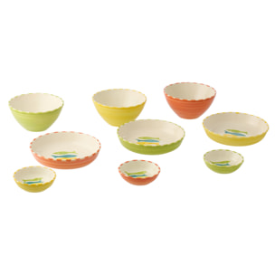 J-Line Bol Poisson - céramique - multicolore - medium - 3 pièces
