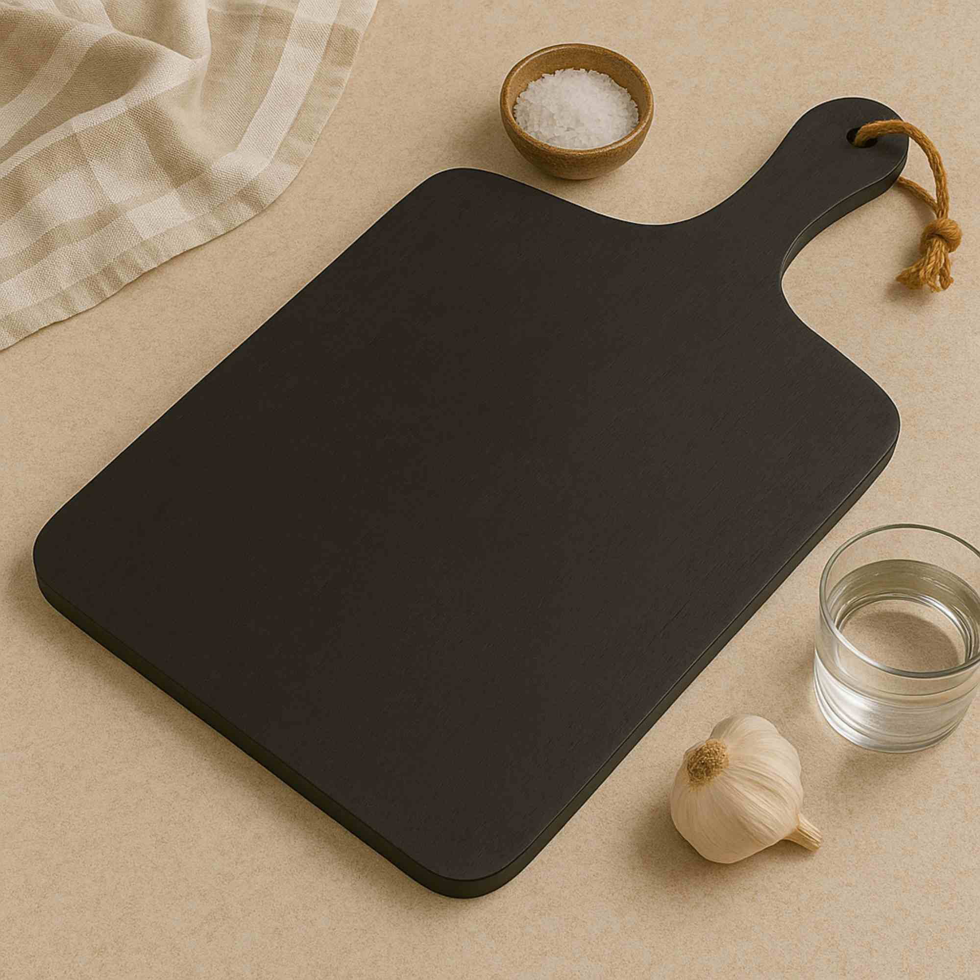 Tabla de cortar de madera de caucho con mango 57x38x2cm