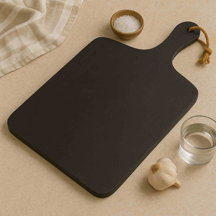 Tabla de cortar de madera de caucho con mango 57x38x2cm