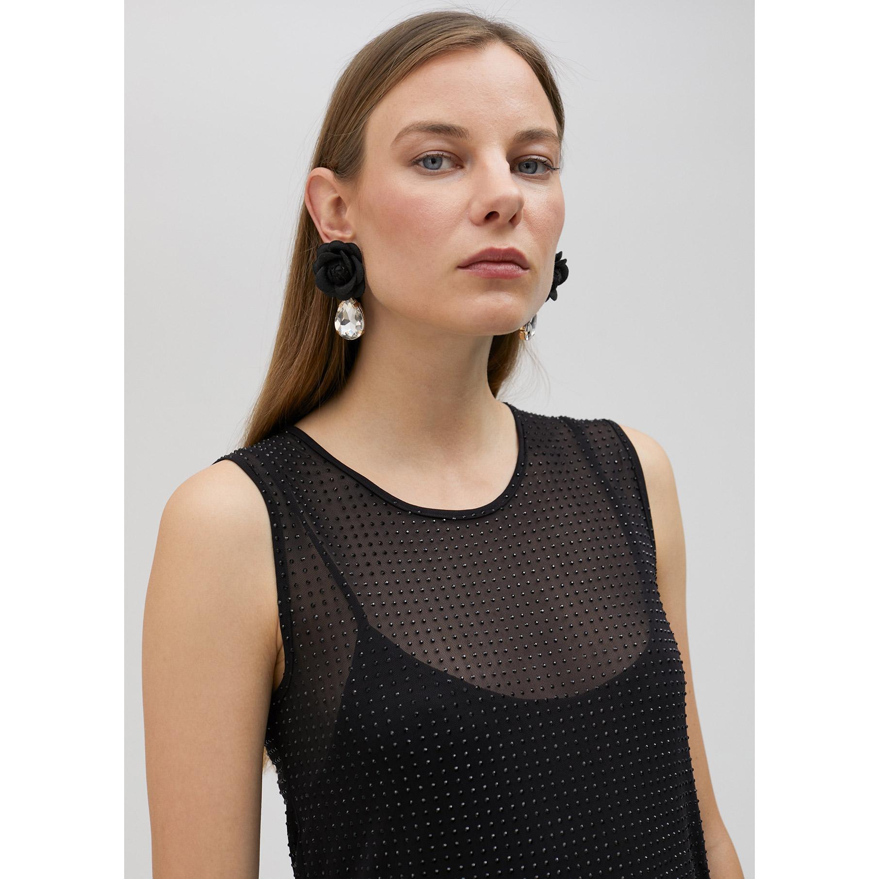 Top di tulle con strass