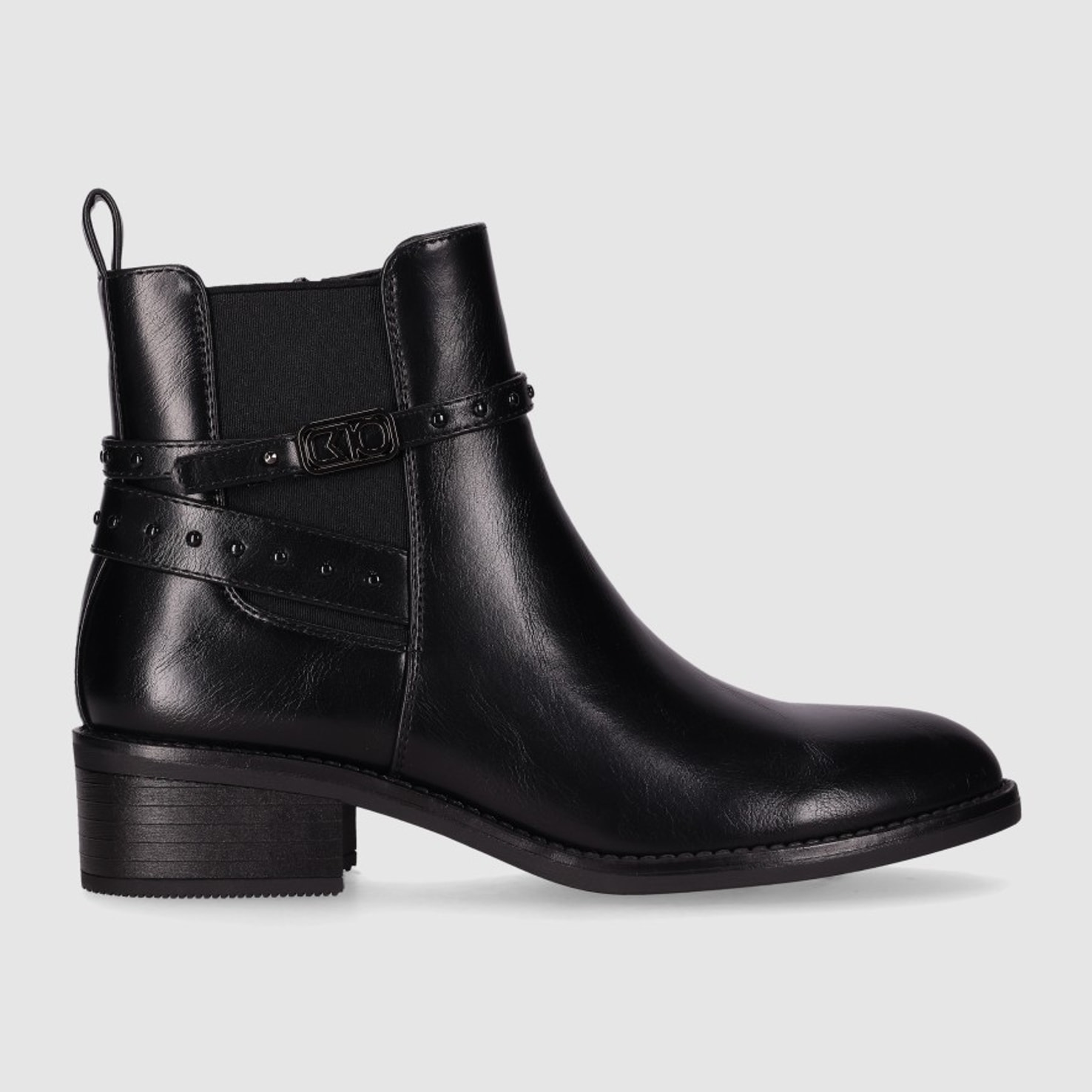 Botines de Piel Sintética - Negro - Tacón: 5 cm