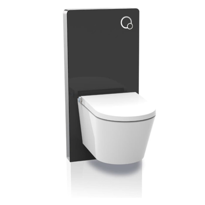 Glass bâti-support pour WC suspendu, hauteur 100,3 cm, double chasse 3/6 L, noir (SATAMGBL-FR)