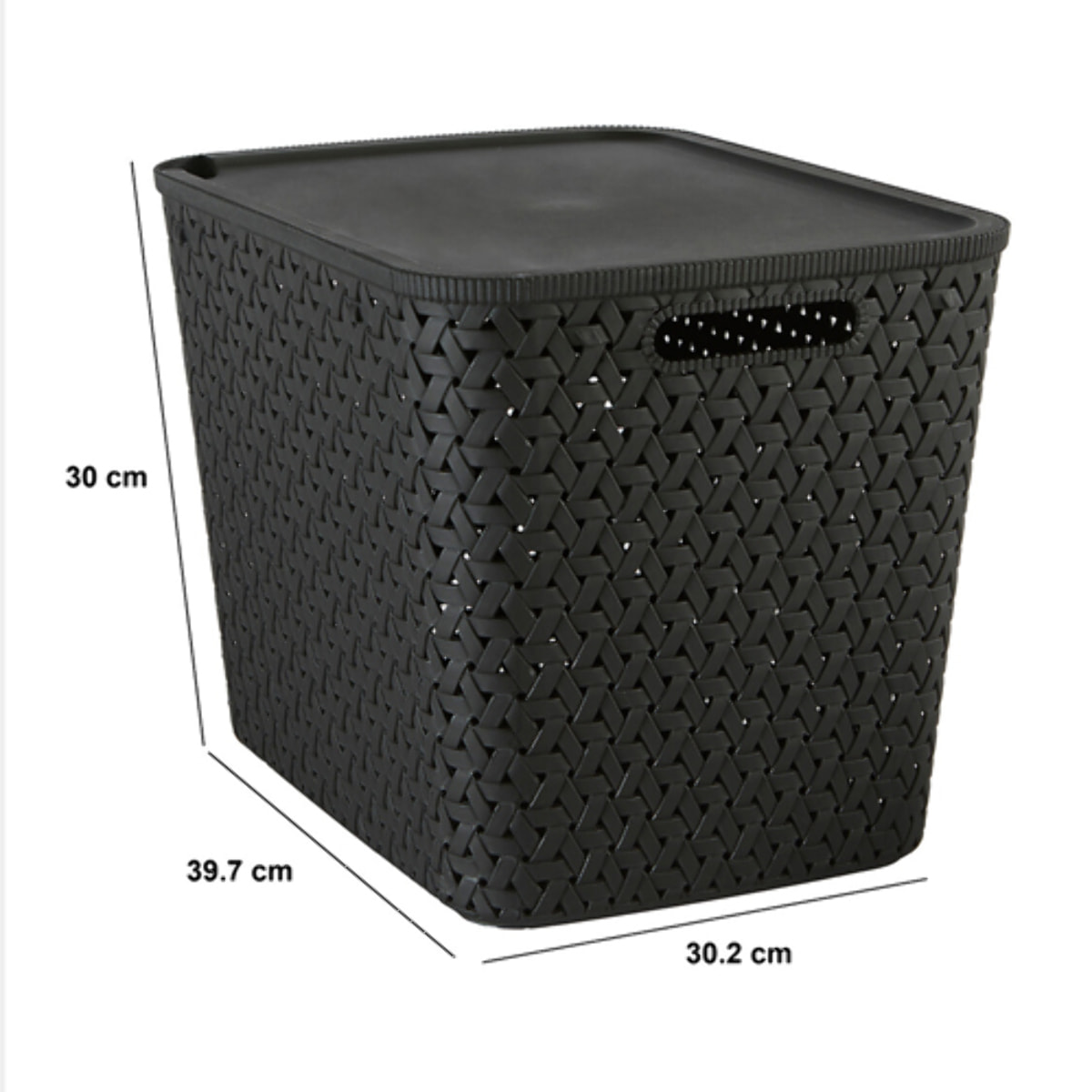 Panier "Tressy" en plastique noir 28L